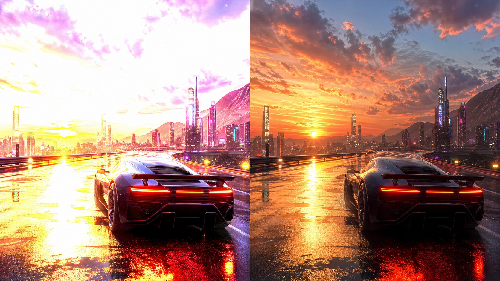 Illustration of a blown-out HDR capture compared with correctly tone-mapped SDR output